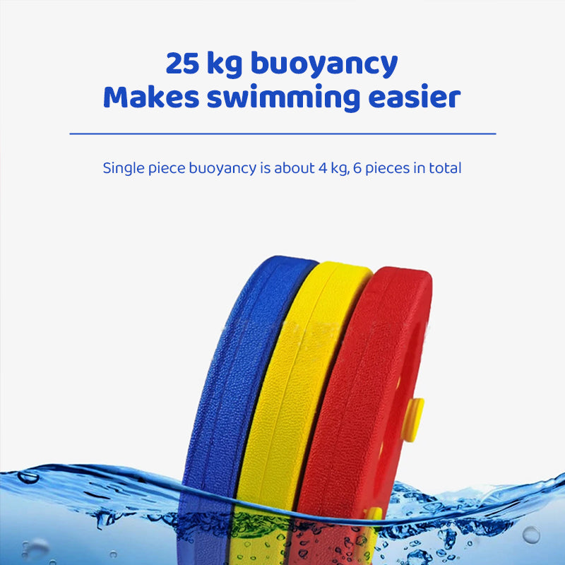 Kids' swim belt: 6 EVA discs/pack, for 3 - 14yo, 15 - 30kg rings.
