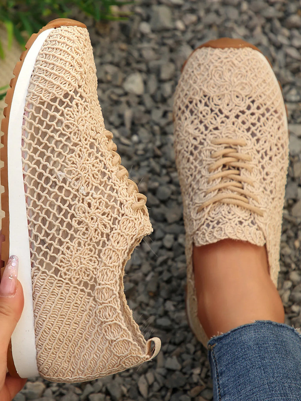 Breathable Mesh Lace-Up Sneakers