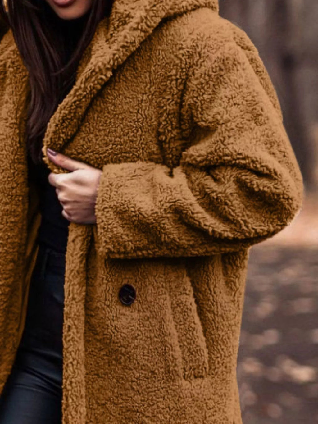 Teddy Bear Hooded Longline Outerwear