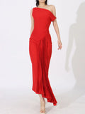 Single Shoulder Pleated Dress