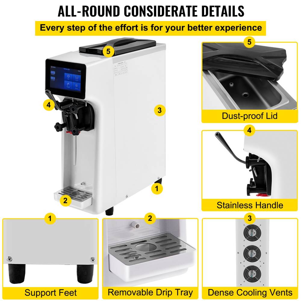 1000W Commercial 4.0L Home Soft Serve Frozen Yogurt Ice Cream
