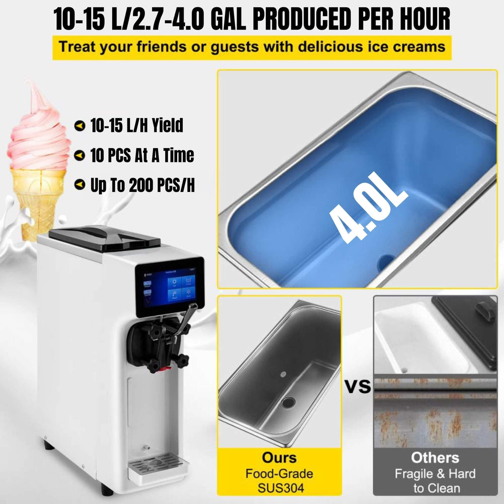 1000W Commercial 4.0L Home Soft Serve Frozen Yogurt Ice Cream