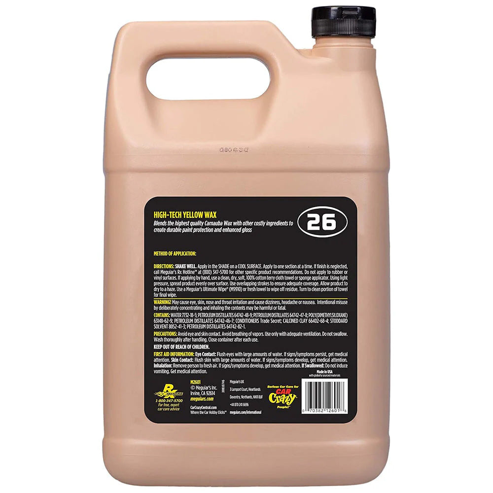 Meguiar's Professional Hi-Tech Yellow Liquid Wax - 1 Gallon