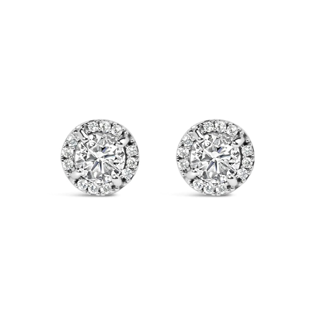 10K White Gold 1.00 Cttw Diamond Hidden Halo Stud Earring