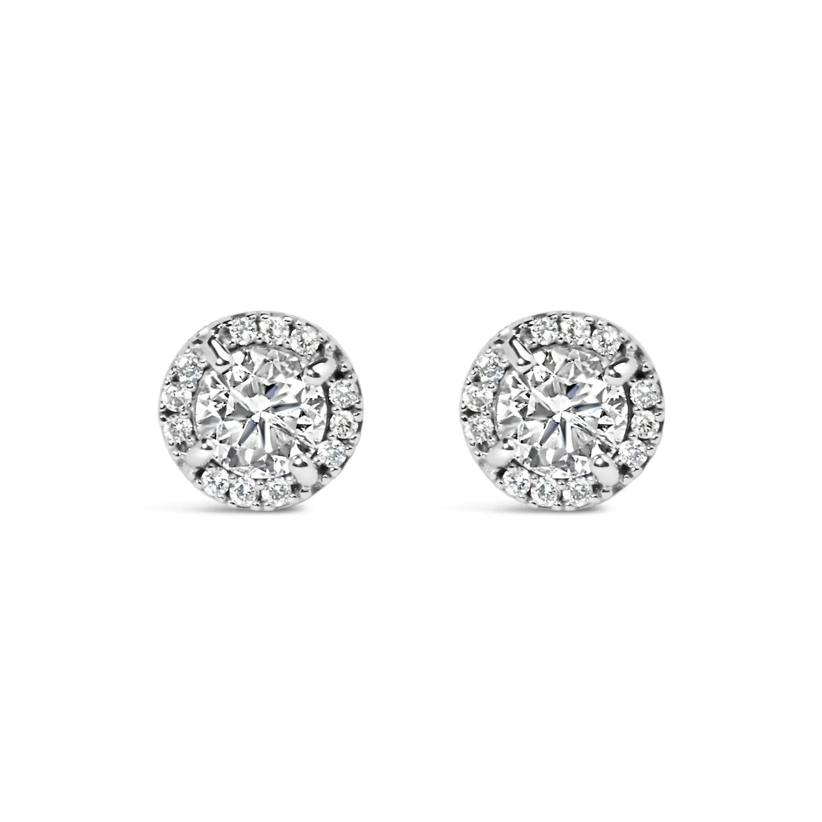 10K White Gold 1.00 Cttw Diamond Hidden Halo Stud Earring