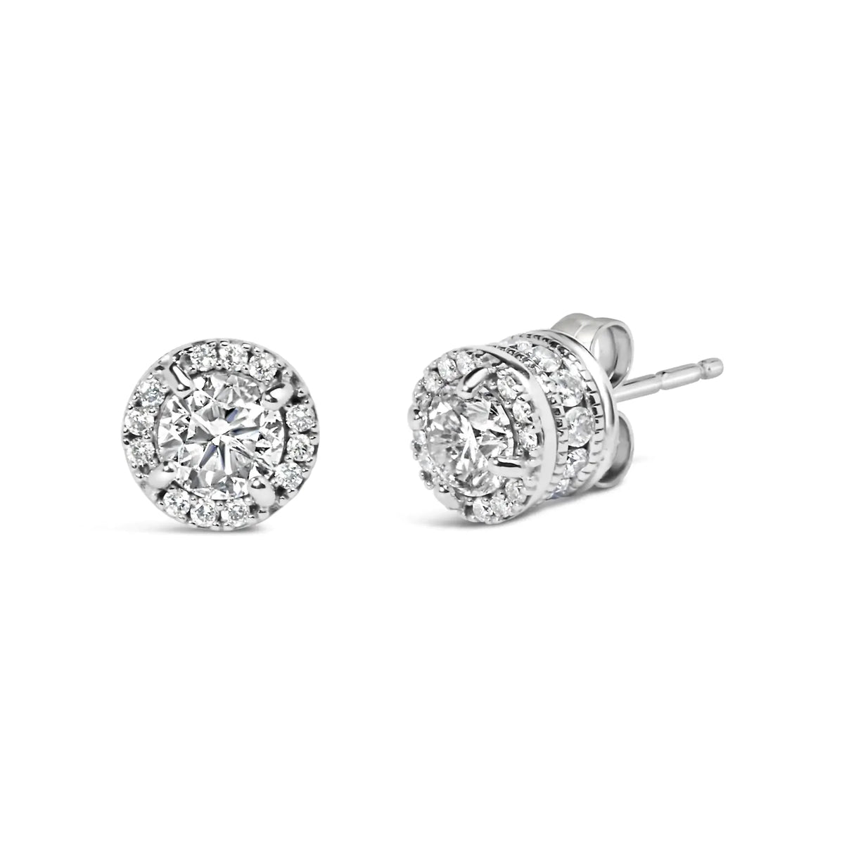 10K White Gold 1.00 Cttw Diamond Hidden Halo Stud Earring
