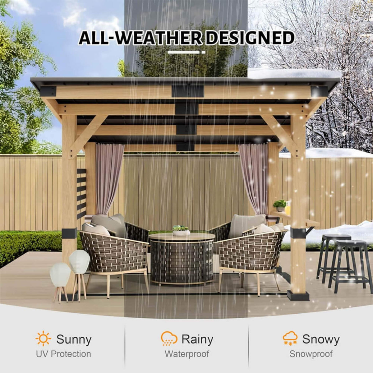 [10X12FT] Cedar Hardtop Gazebo Metal Roof