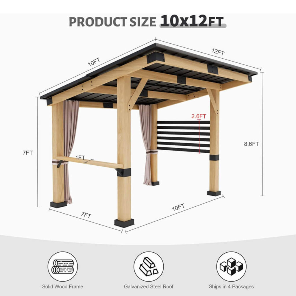 [10X12FT] Cedar Hardtop Gazebo Metal Roof