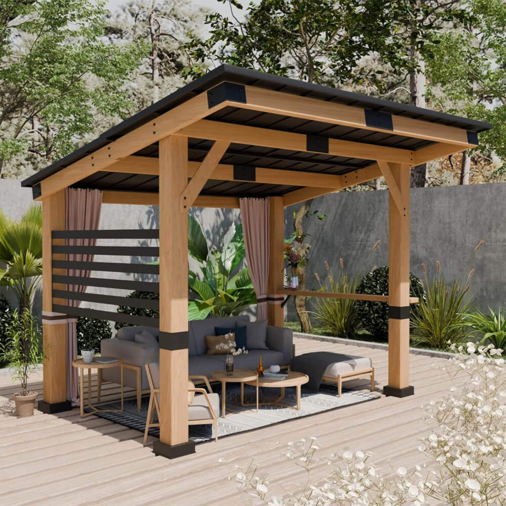 [10X12FT] Cedar Hardtop Gazebo Metal Roof