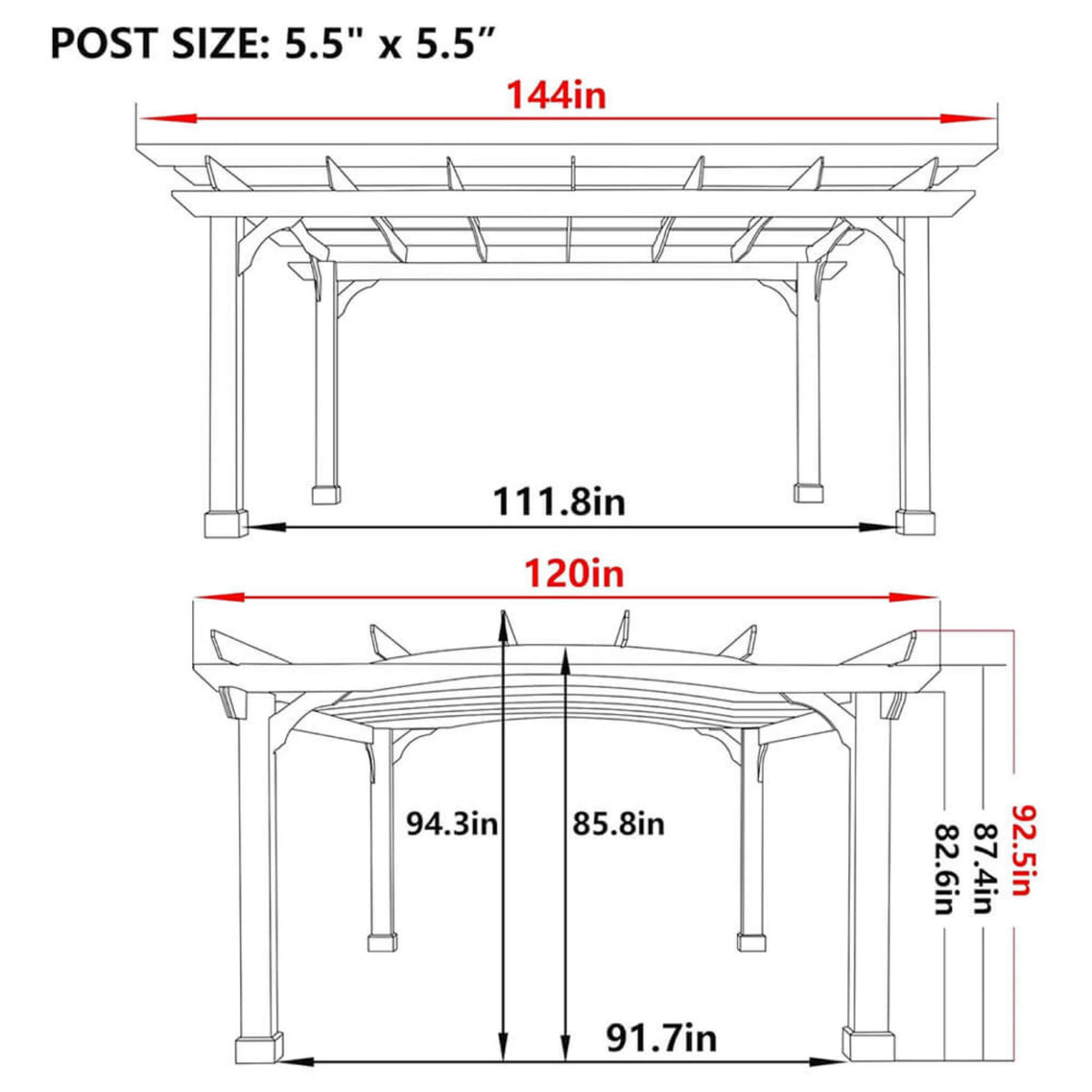 [10X12FT] Cedar Wood Gazebo Pergola