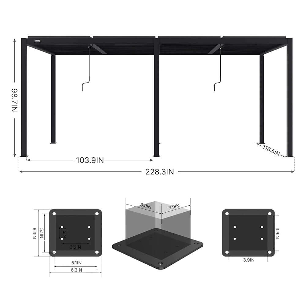 [10X19FT] Aluminum Louvered Pergola Hardtop