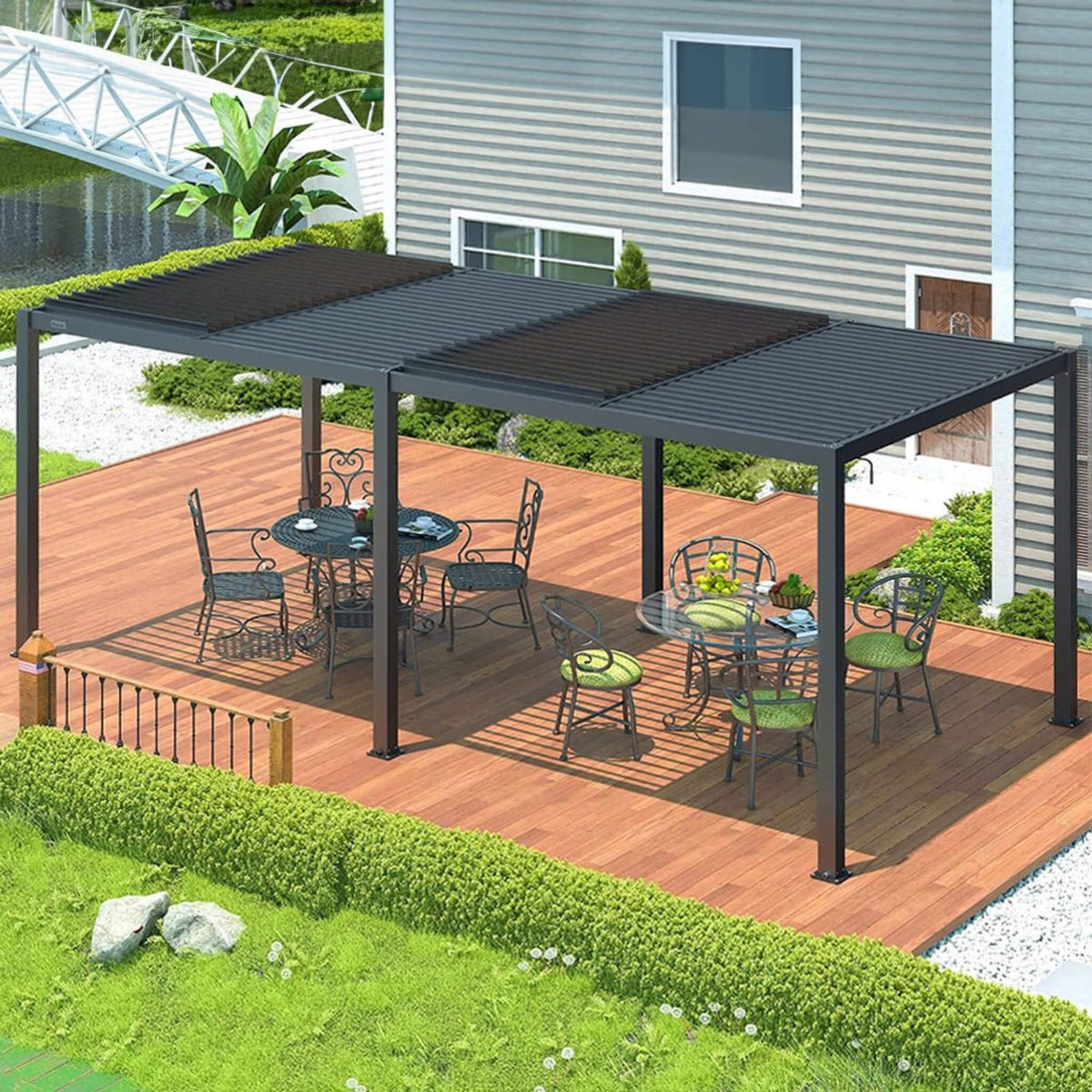 [10X19FT] Aluminum Louvered Pergola Hardtop