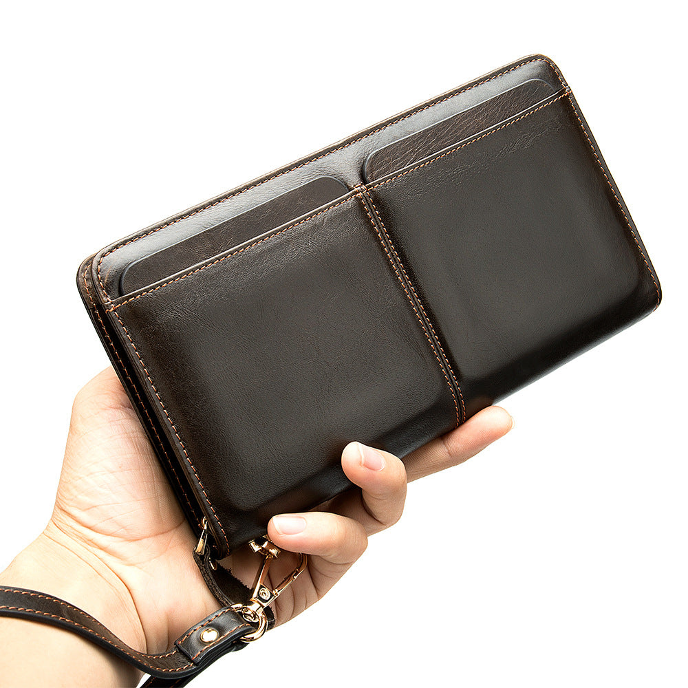 Men's Double Pocket Leather Business Wallet