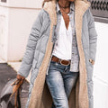 Long-sleeve Thermal Cardigan Hooded Cotton-padded Coat Mid-length