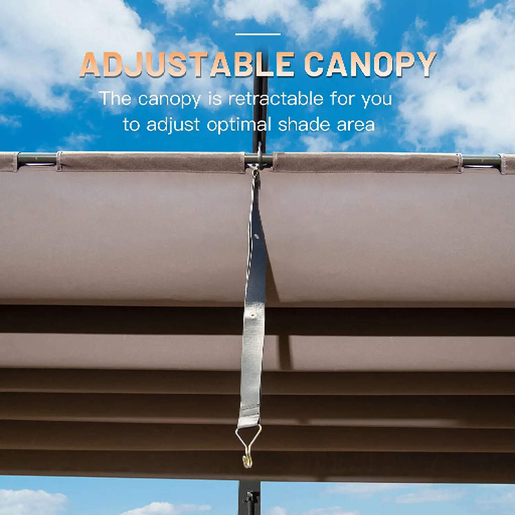 [11X16Ft] Outdoor Retractable Backyard Aluminum Metal Pergola Wit