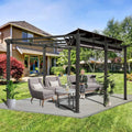 [11X16Ft] Outdoor Retractable Backyard Aluminum Metal Pergola Wit