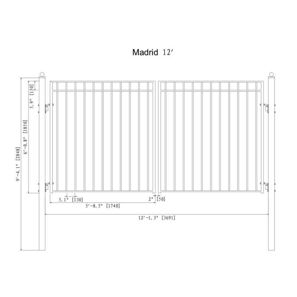 [12-18Ft] Heavy-Duty Madrid-Style Premium Steel Dual-Swing Drivew