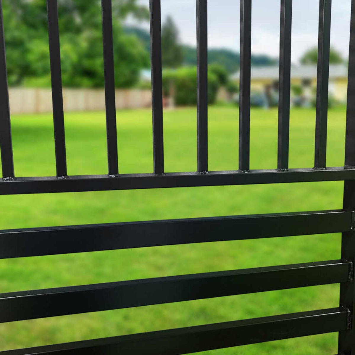 [12-18FT] Steel Dual Swing Driveway Gate