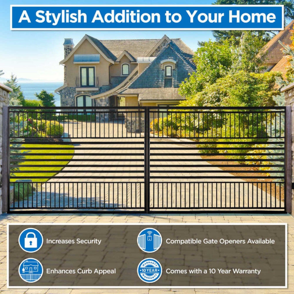 [12-18FT] Steel Dual Swing Driveway Gate