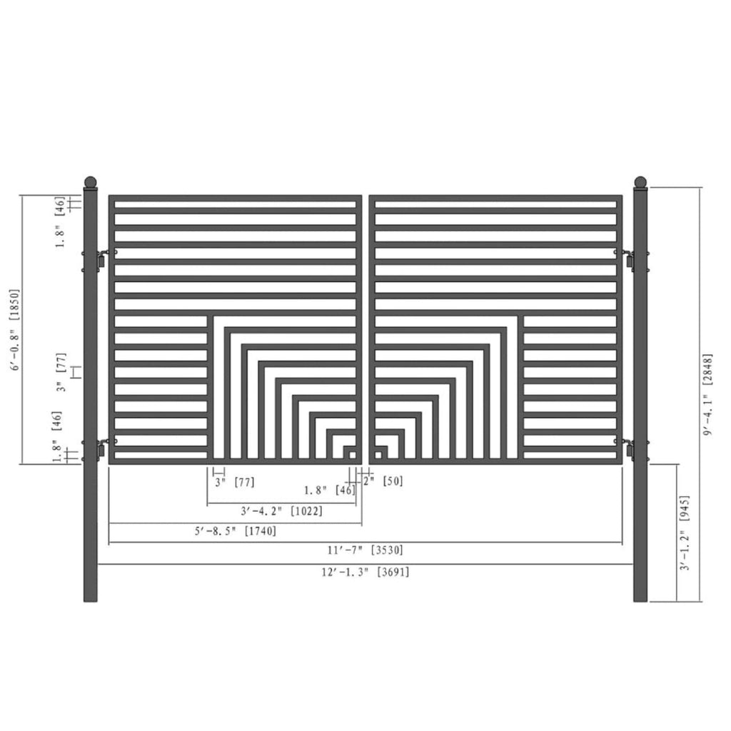 [12-18FT] Steel Dual-Swing Driveway Gate