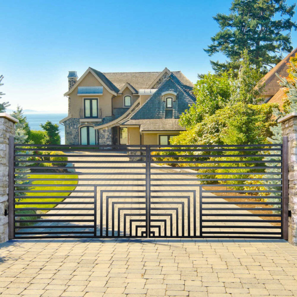 [12-18FT] Steel Dual-Swing Driveway Gate