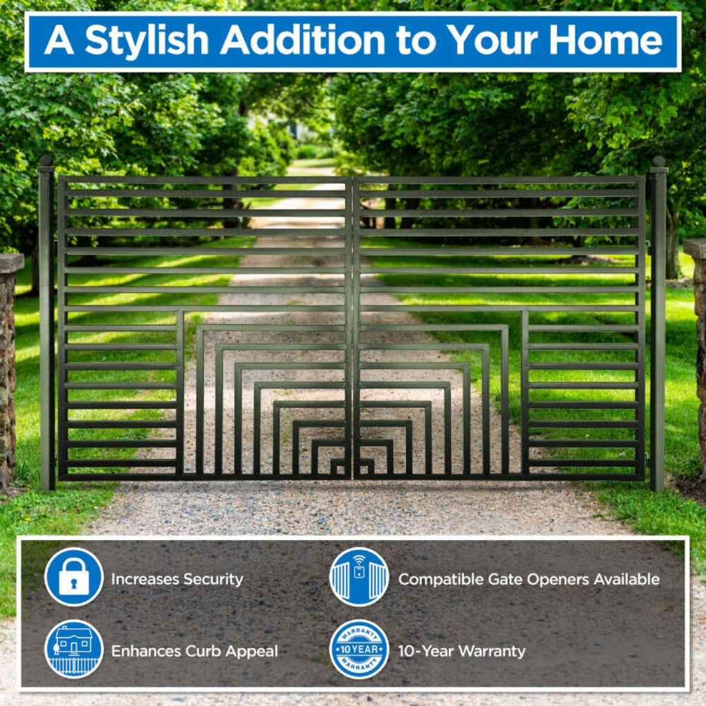 [12-18FT] Steel Dual-Swing Driveway Gate