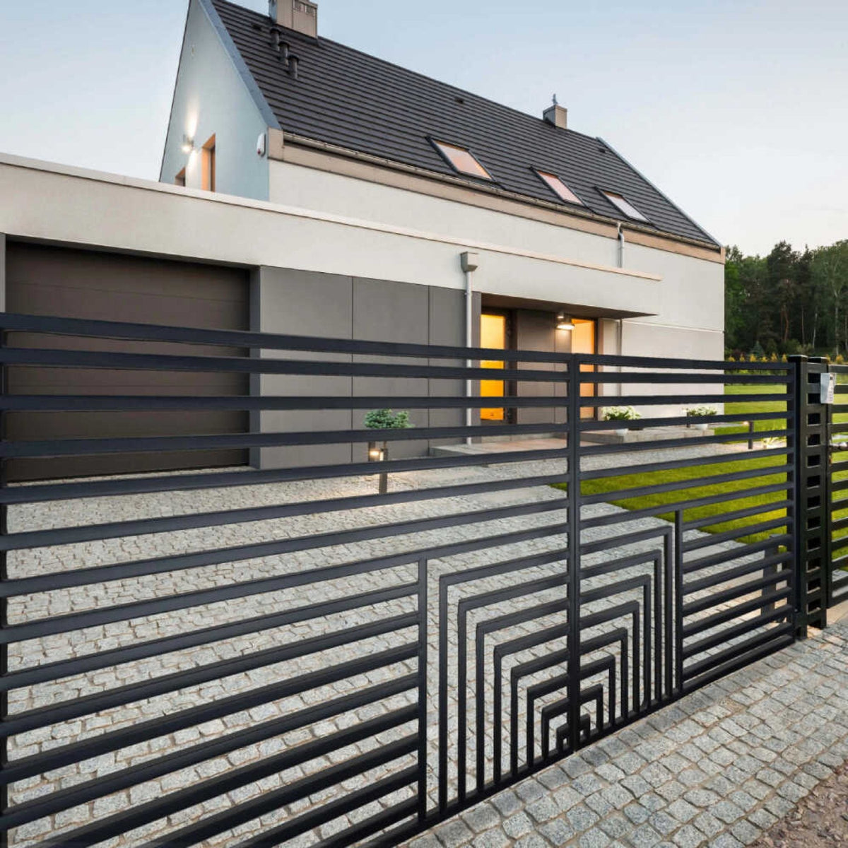 [12-18FT] Steel Dual-Swing Driveway Gate