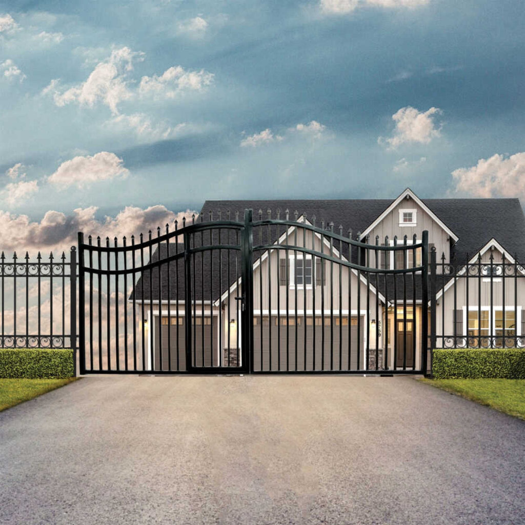 [12-18FT] Steel Dual-Swing Driveway Gate