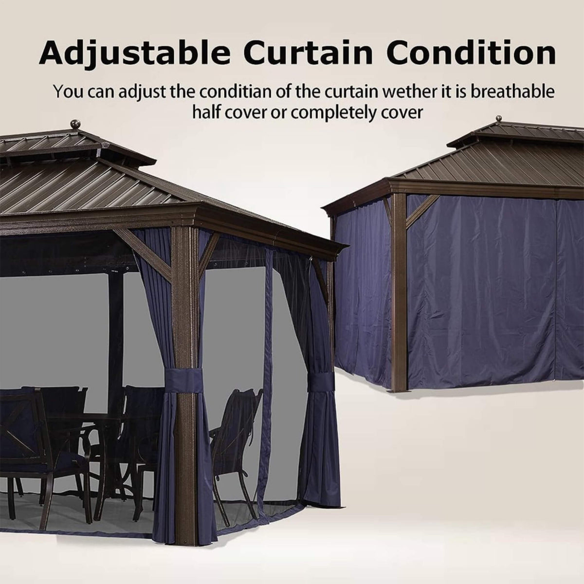 [12X20Ft] Heavy-Duty Outdoor Backyard Hardtop Gazebo With Netting