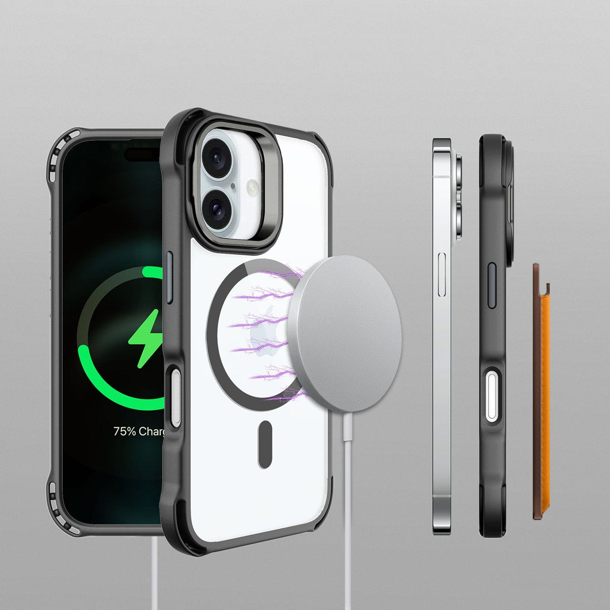 iPhone 16 Plus Clear Kickstand Case - Anti-Slip, Rugged, MagSafe | Venture Series