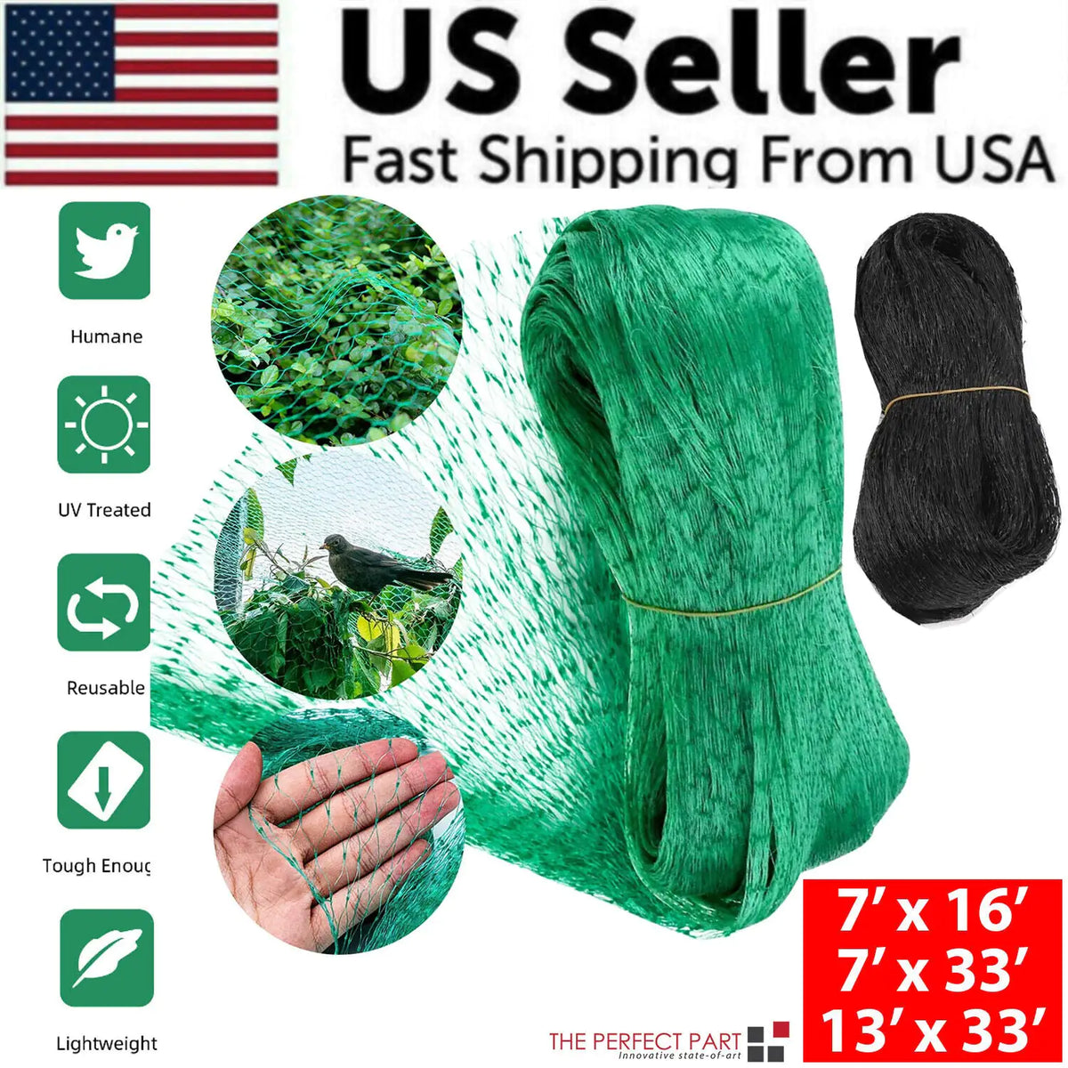 33FT Anti Bird Netting Pond Net Protection Tree Crops Plants