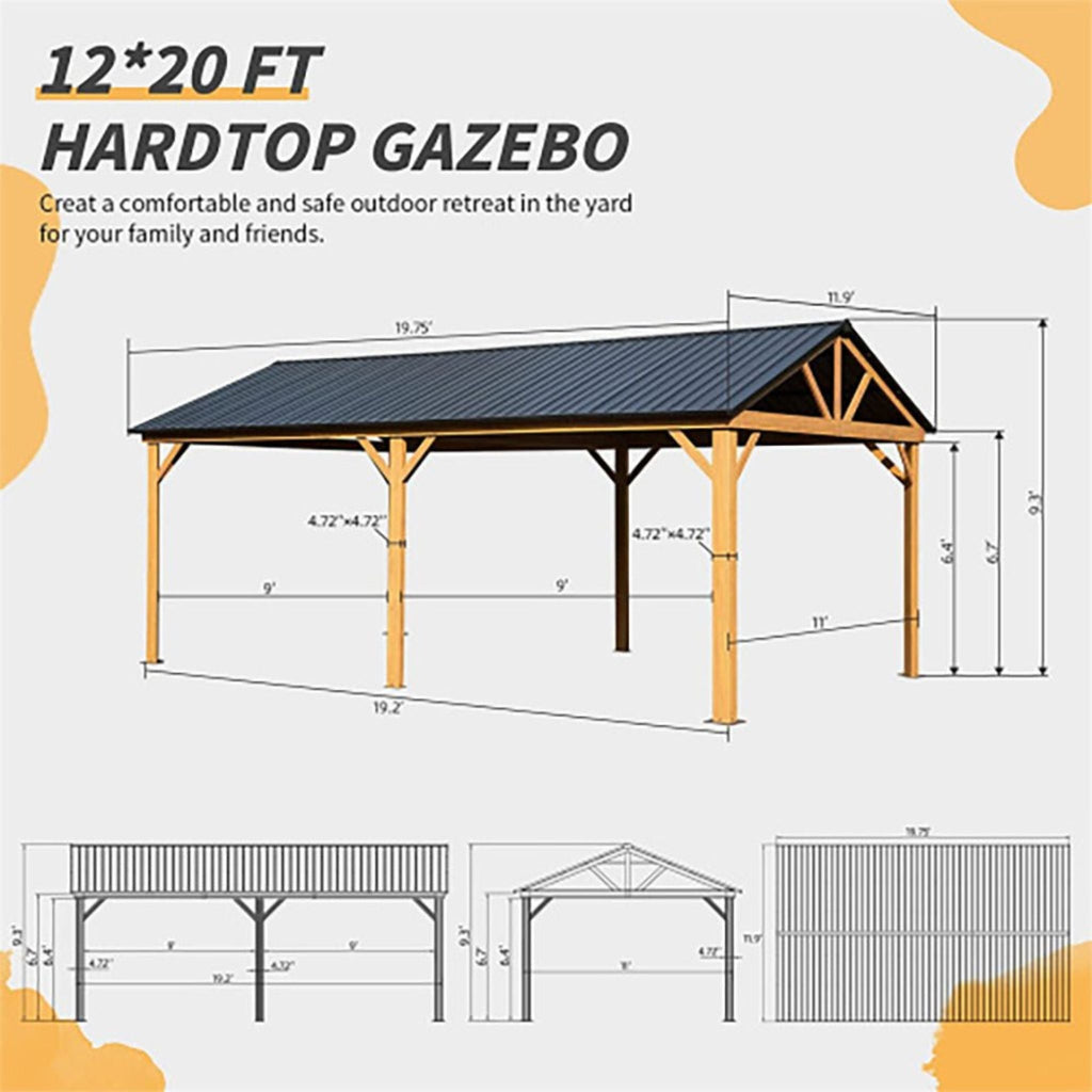 [12X20Ft] Premium Outdoor Double-Layer Galvanized Steel Hardtop G