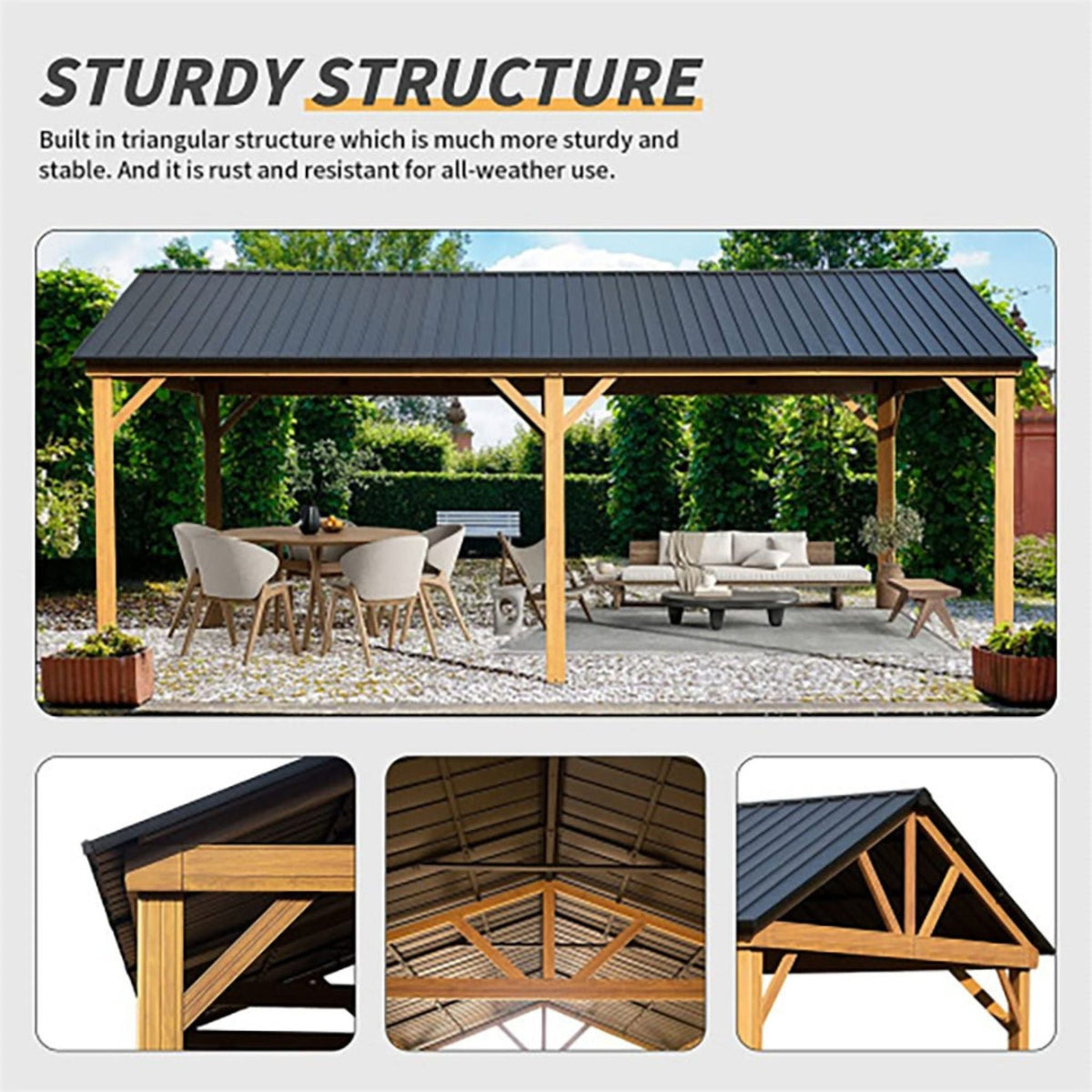 [12X20Ft] Premium Outdoor Double-Layer Galvanized Steel Hardtop G