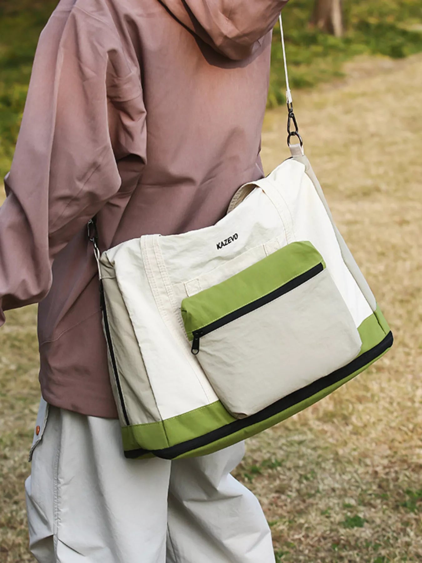 Color Block Nylon Travel Bag