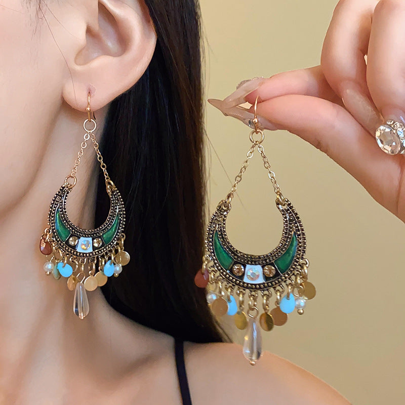 Rhinestone Resin Alloy Dangle Earrings