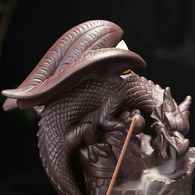 Zisha Ceramic Incense Burner, Dragon