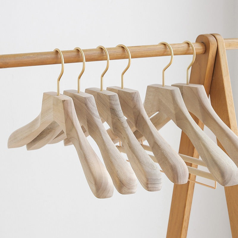 1PCS Household clothes hanging wooden anti-slip clothes rack