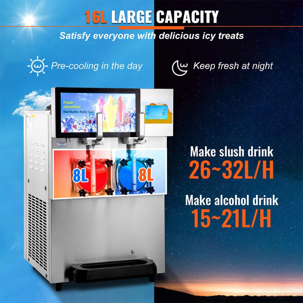 Commercial 16L 1155W Double Frozen Margarita Ice Slushie Drink