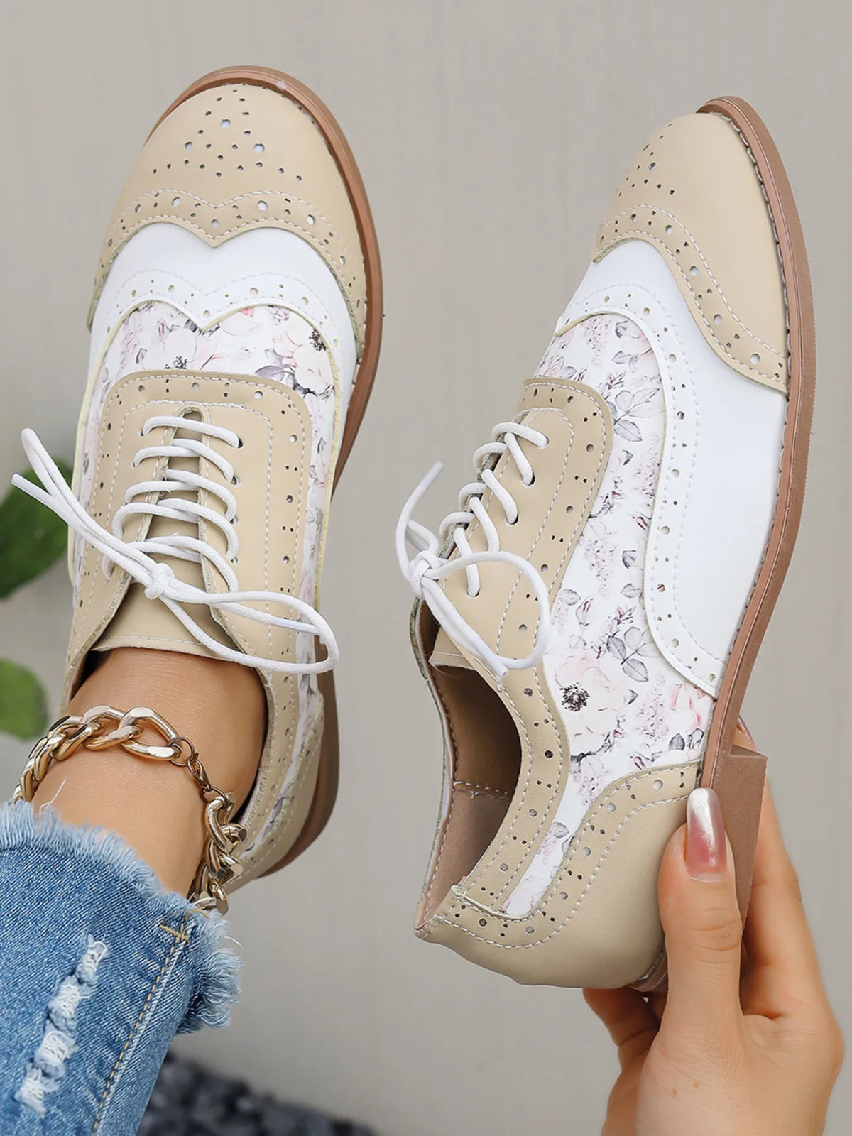 Lace-Up Detail Round Toe Sneakers