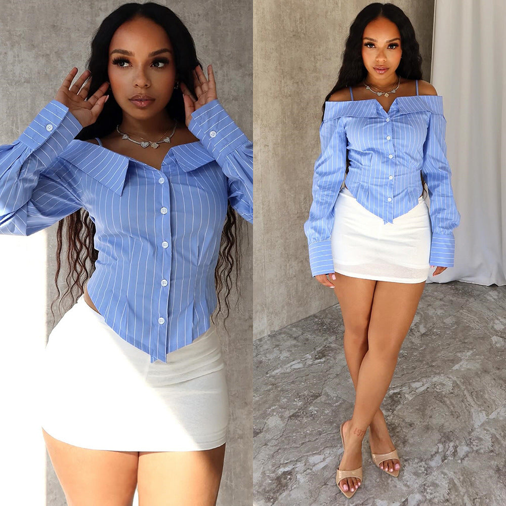 Off-the-Shoulder Waist-Cinching Slimming Top