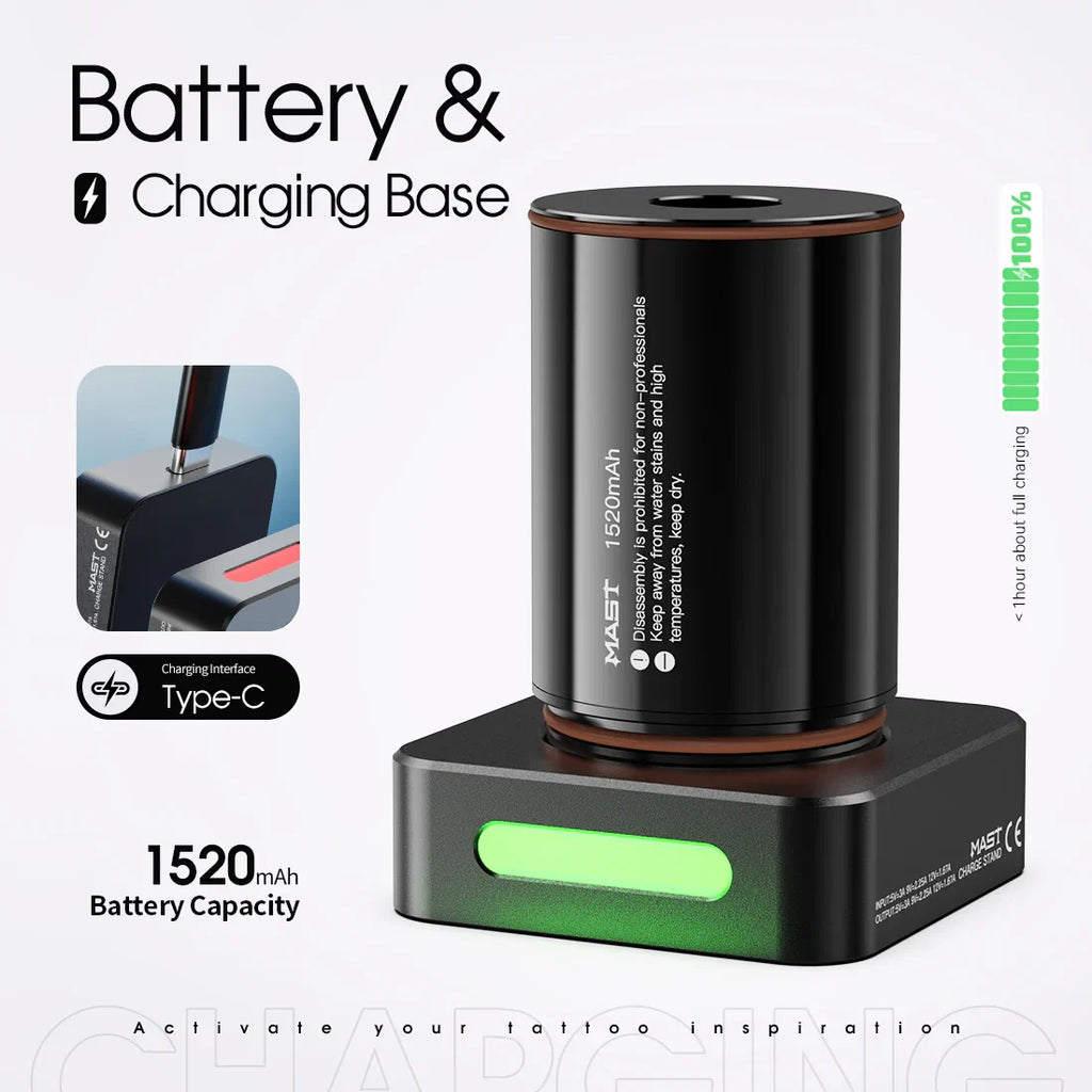 Original Battery&Charging Base For Mast Racer Pro Wireless Tattoo