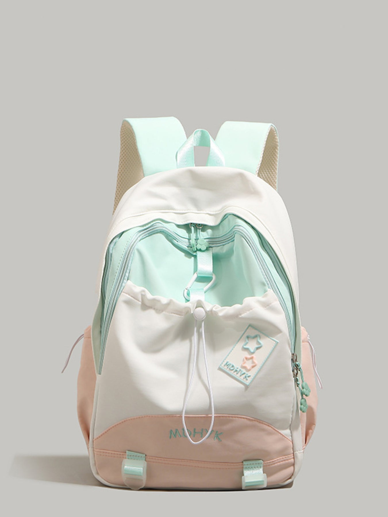 Color Block Drawstring Backpack Bag