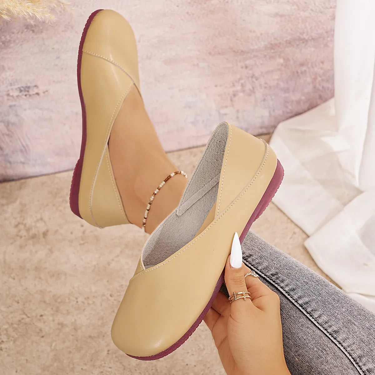 Round Toe Flats Slip-Ons