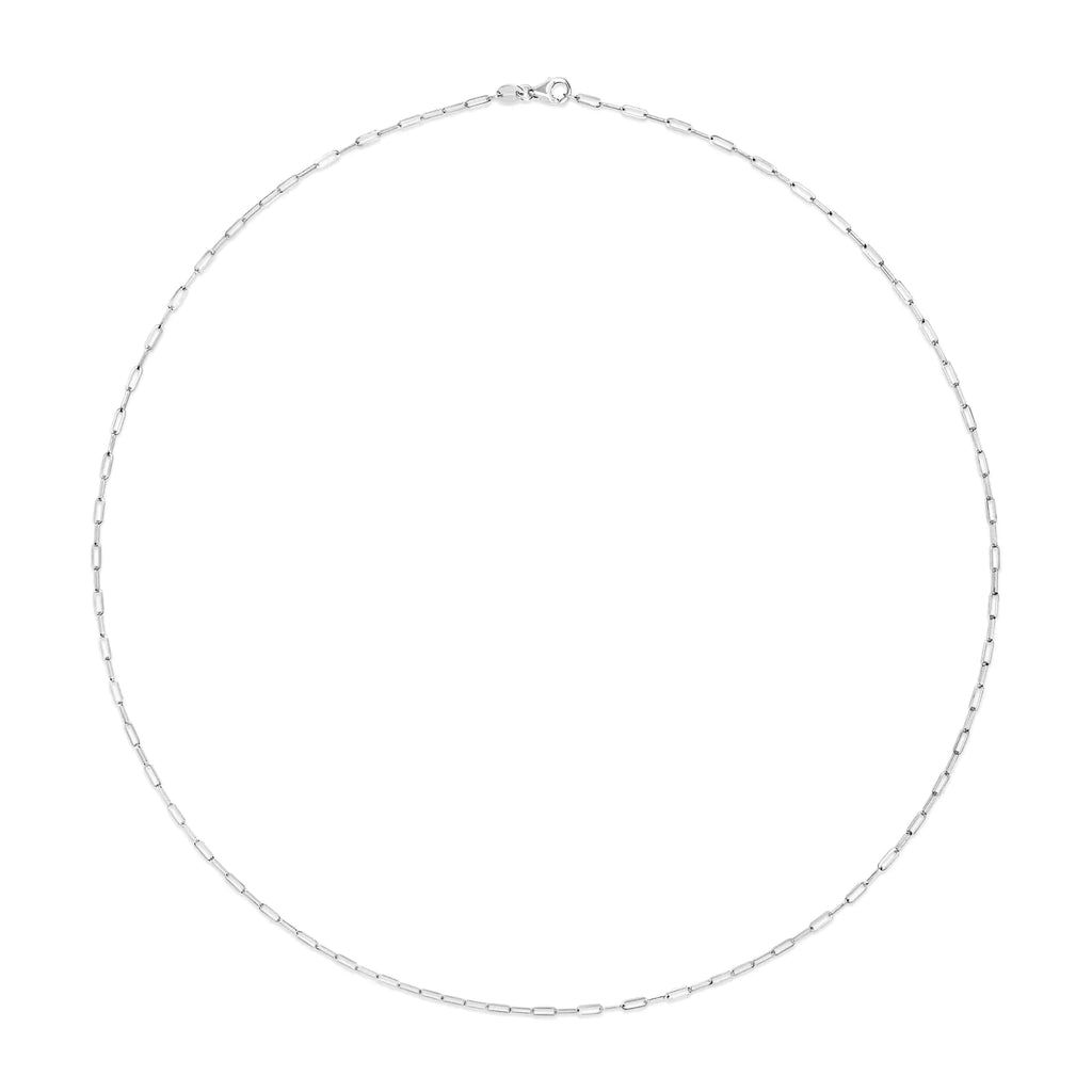 Unisex Solid 14K Gold 1.5mm Paperclip Chain Necklace - Length