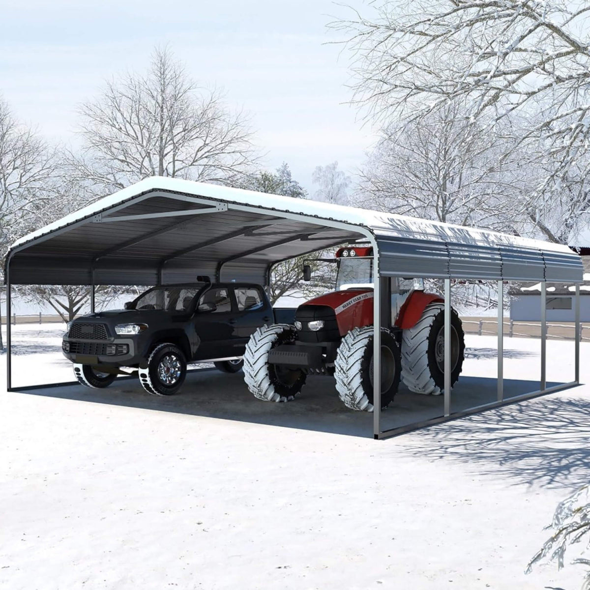 [20X20Ft] Extra-Large Premium Heavy-Duty Outdoor Metal Carport Sh