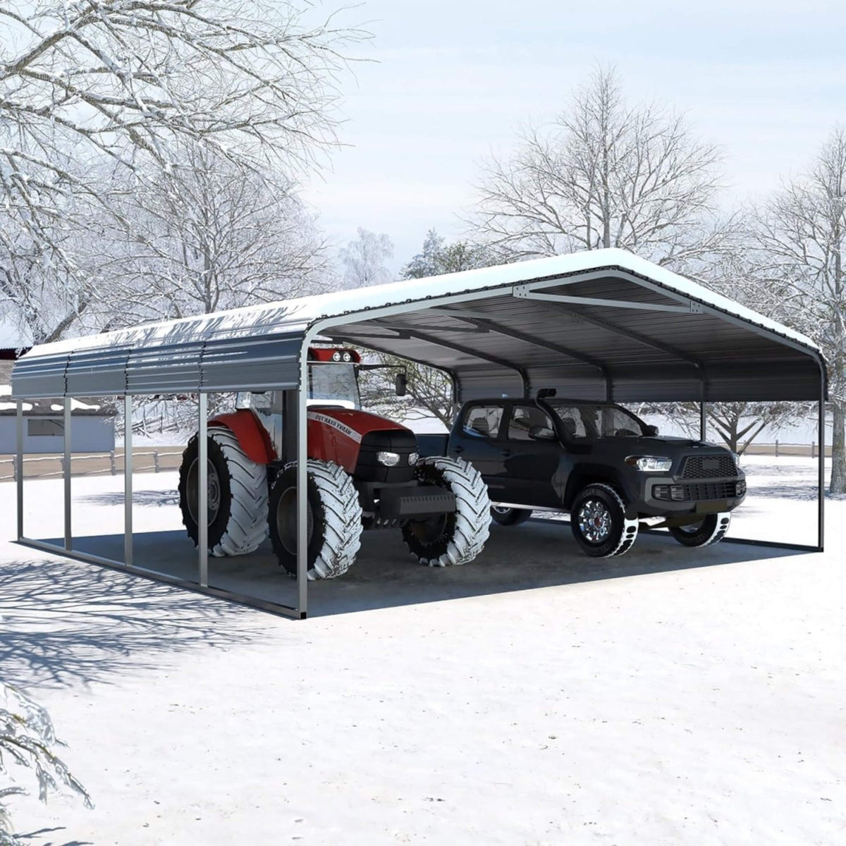 [20X20Ft] Extra-Large Premium Heavy-Duty Outdoor Metal Carport Sh