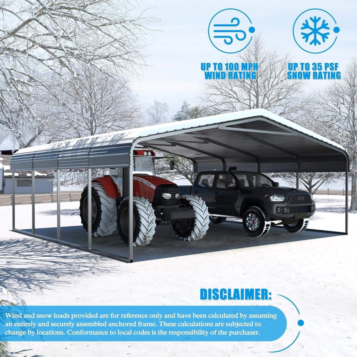 [20X20Ft] Extra-Large Premium Heavy-Duty Outdoor Metal Carport Sh
