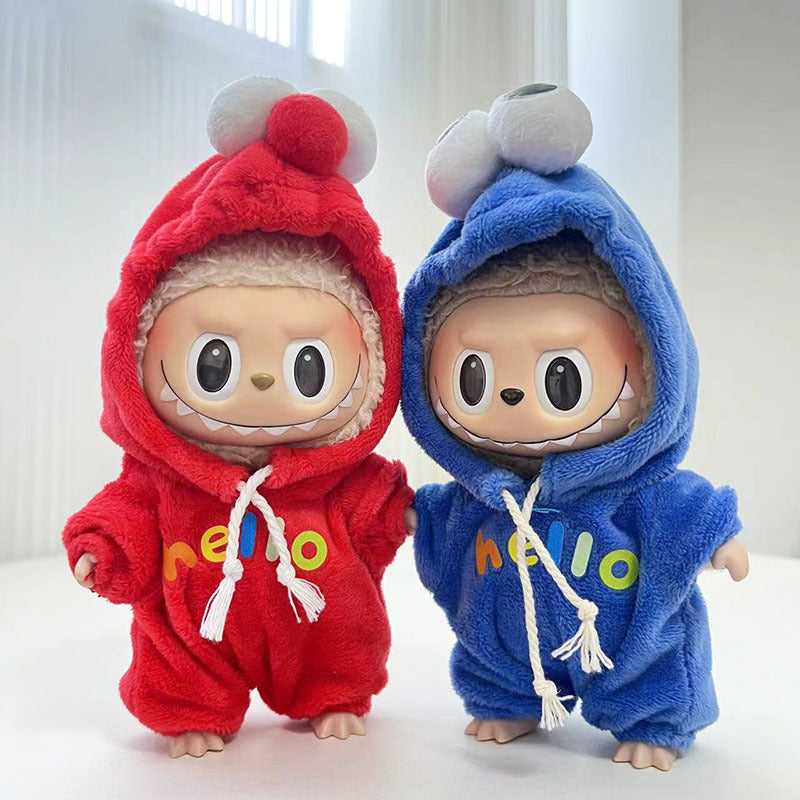 Clothing only] First and second generation keychains Labubu clothing pendant canvas shoulder bag sesame bird two-piece set