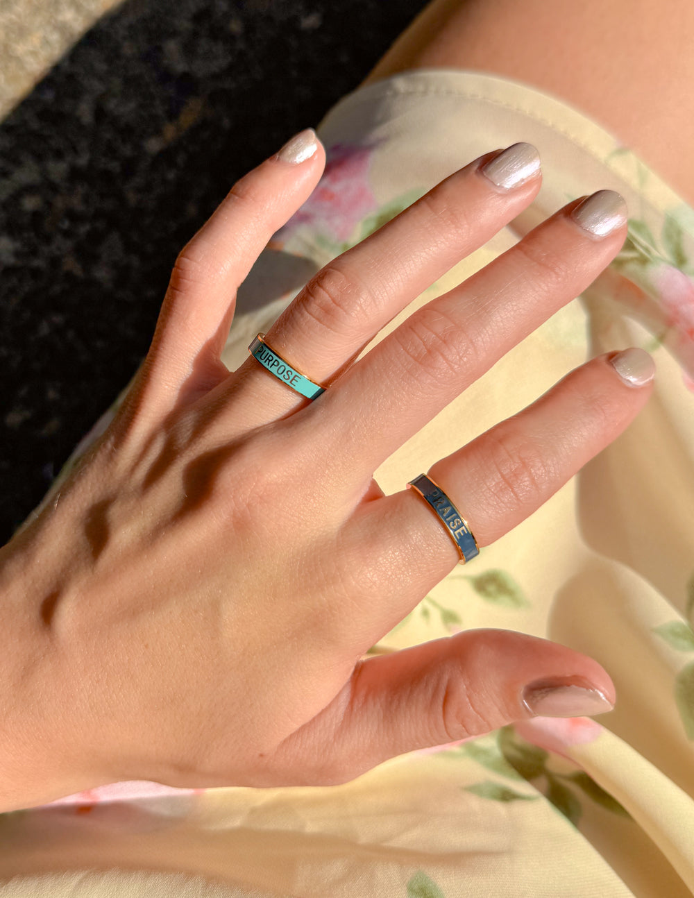 Navy Enamel Praise Ring