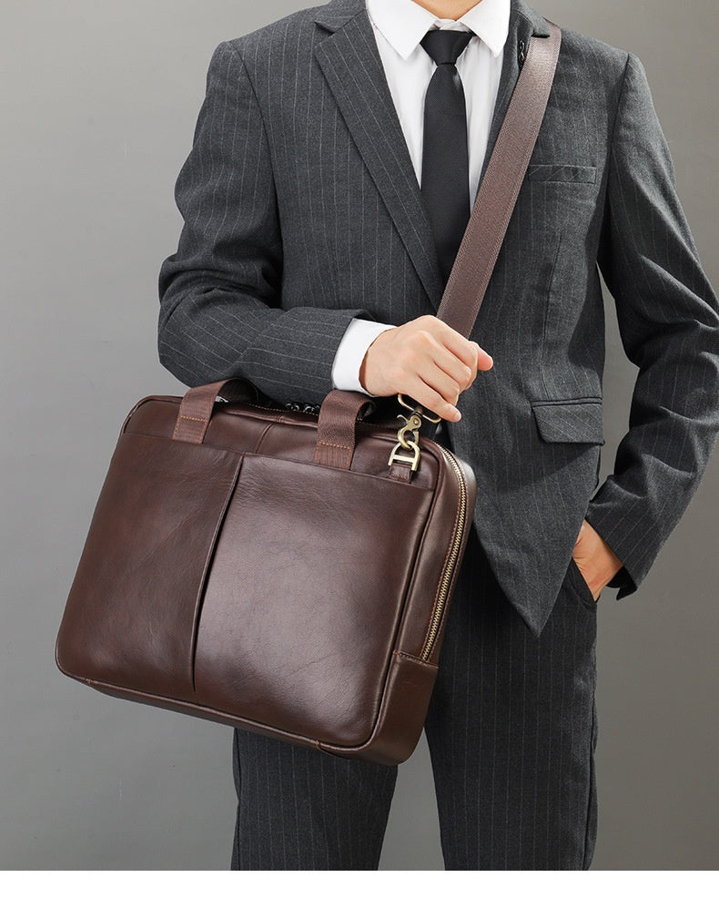 Large Capacity Men's Cowhide Briefcase